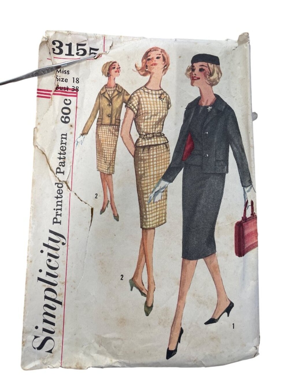 Vintage Simplicity 3155 Sewing Pattern Size 18 Two Piece Dress & Jacket CUT